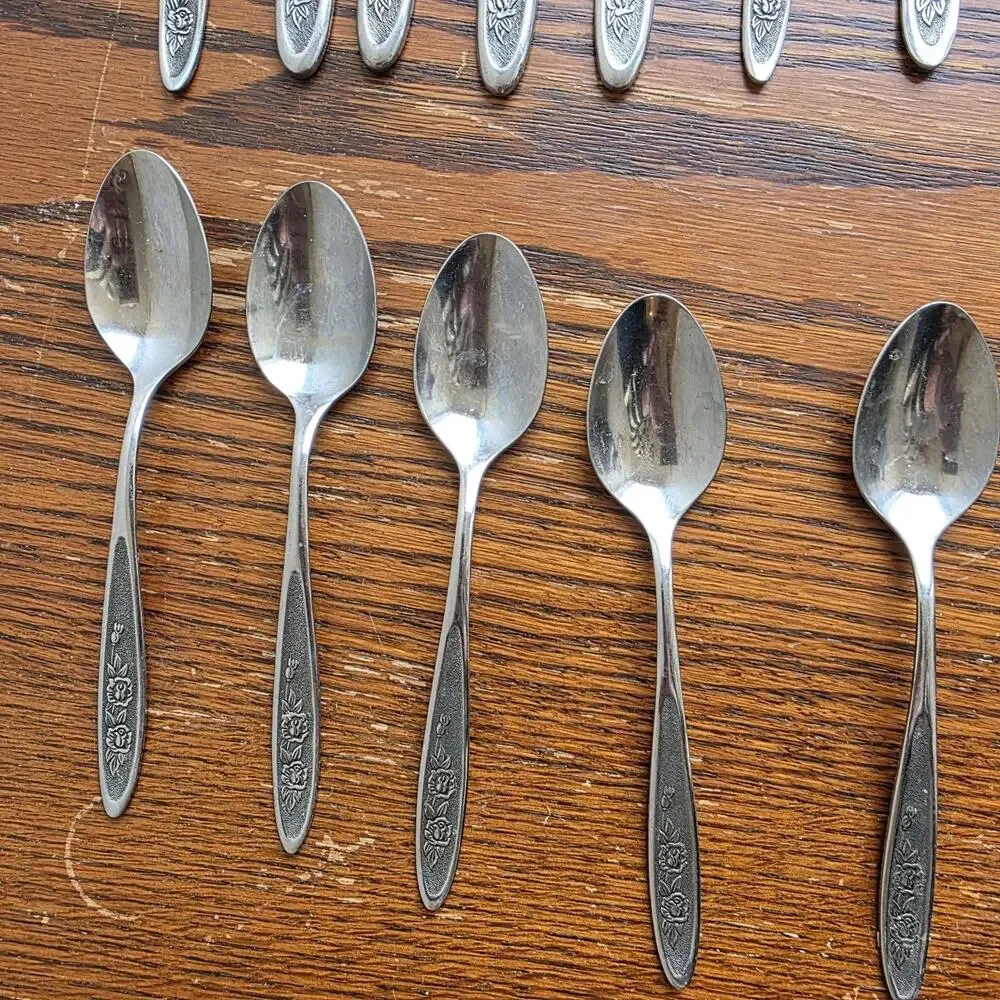 VTG MCM‎ Ekco Eterna Country Garden Silverware Lot 19 Pcs Stainless Steel Korea